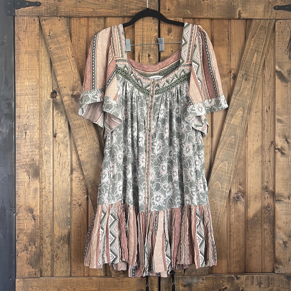 Davi & Dani boho button up dress